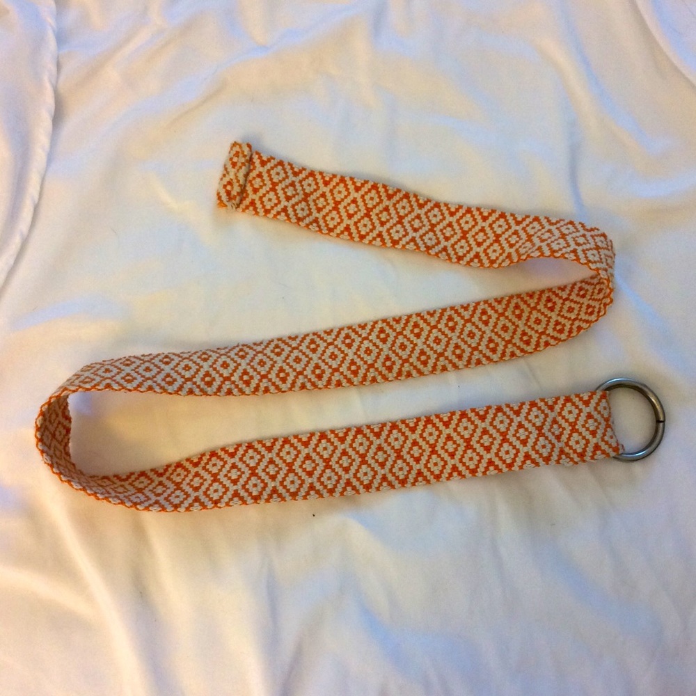 Y2k orange patterned belt
